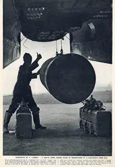 Winches: 4000-lb Bomb being loaded into a Lancaster, Britain