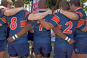 Lusaka: A 7's team diring a half-time pep-talk during