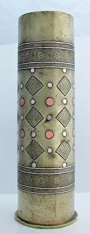 Branched: 82 mm German engraved artillery shell case - Bezalel School