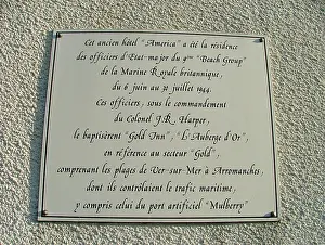 Auberge: 9th Beach Group Plaque, Ver sur Mer Normandy