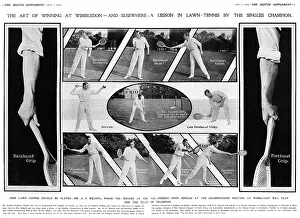 Wilding: A. F. Wilding, Wimbledon champ, demonstrates tennis strokes