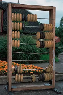 Calculating: Abacus, also called a counting frame. Cesis. Latvia