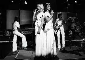 Dominating: ABBA, Swedish pop group, performing in TV show