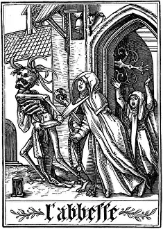 Abbess: The Abbess visited by Death. From Hans Holbein