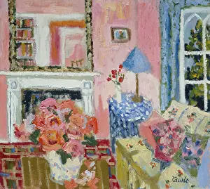 Cushions: Abbey Hotel Interior ' with vase of roses