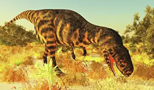 Prowling: Abelisaurus dinosaur tracking prey