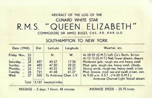 Latitude: Abstract of Cunard White Star Log, RMS Queen Elizabeth