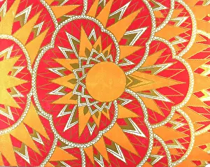 Dazzling: Abstract design in red, orange, green and cream