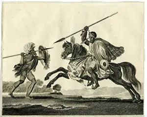 Spears: An Abyssinian Chief Attacking a Foot Soldier