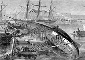Capsized: Acccident in London docks, the ship Eastminster