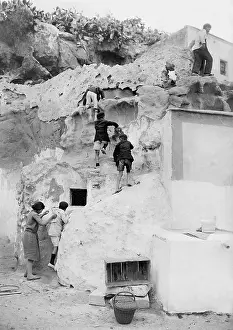 Dwellings: Access to a cliff dwelling in Almeria, 1932
