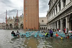 Wellies: Acqua alta in St Mark's Square, Venice, Italy