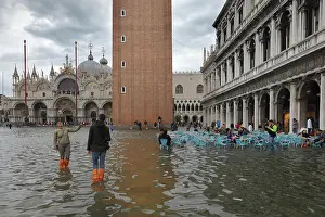 Wellies: Acqua alta in St Mark's Square, Venice, Italy