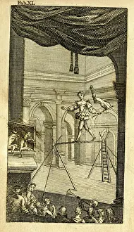 Monkeys: Acrobat walking a tightrope on a stage
