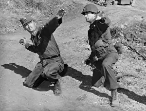 Counterattack: Actor Gregory Peck (right) gets a lesson in hand