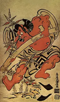Exaggerated: The Actor Ichikawa Danjuro as Goro Uprooting a Bamboo