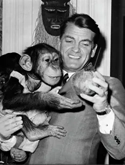 Marais: Actor Jean Marais with a chimpanzee