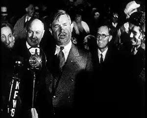 Pledging: The Actor Will Rogers Addressing a Large Crowd