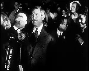 Pledging: The Actor Will Rogers Addressing a Large Crowd