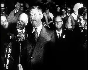 Pledging: The Actor Will Rogers Addressing a Large Crowd