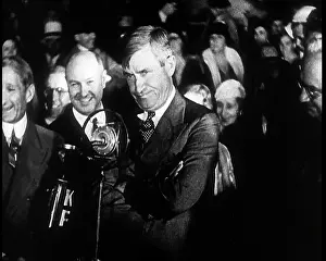 Pledging: The Actor Will Rogers Addressing a Large Crowd