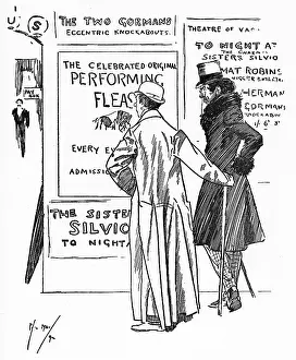 Playbill: Two Actors outside a theatre comment on a Flea Circus !
