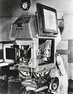 Eliminated: Actress Norma Shearer inspects a sound proof camera