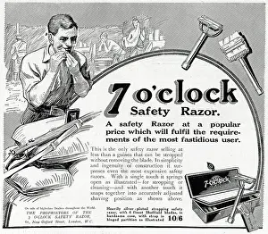 Razor: Advert for 7 o'clock safety razor 1915