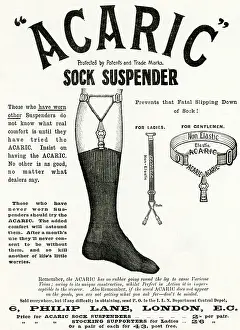 Garters: Advert for Acaric men's sock suspender 1898