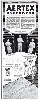 Vests: Advert for Aertex men's underwear 1925