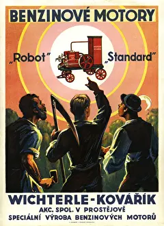 Scythes: advertising, agricultural machine with petrol
