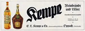 Kempe: advertising, alcohol, Kempe brandy and liqueor