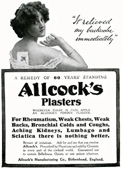 Plasters: Advert for Allcock's plasters 1909