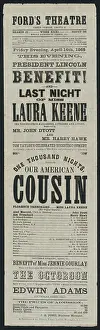 Playbill: Advertisement for the April 14, 1865 performance