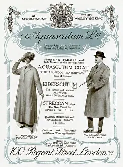 Waterproof: Advert for Aquascutum coats 1912
