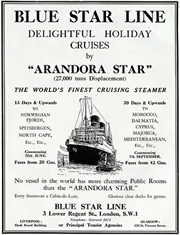 Arandora: Advertisement for the Arandora Star cruise ship