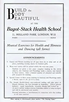 The Jazz Age Club Collection: Advertisement for the Bagot-Stack Health School
