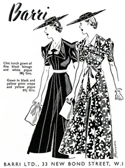 Crepe: Advert for Barri daytime dresses 1937