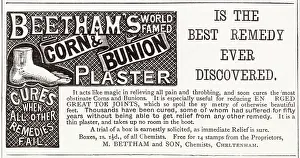 Plasters: Advert for Beetham's - Corn & Bunion Plaster 1895