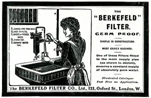Filtered: Advert for Berkefeld Filter, germ proof water 1910