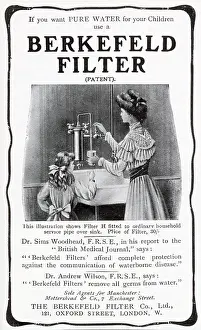 Filtered: Advert for Berkefeld Filter pure drinking water 1907