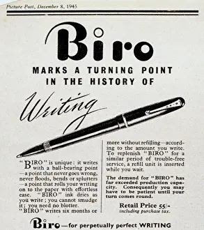 Pounds: Advertisement for the Biro ballpoint pen