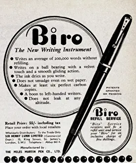 Wholesale: Advertisement for the Biro ballpoint pen