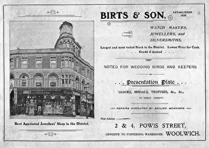 Powis: Advertisement for Birts & Son, Woolwich, SE London