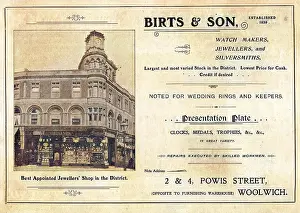 Powis: Advertisement for Birts & Son, Woolwich, SE London