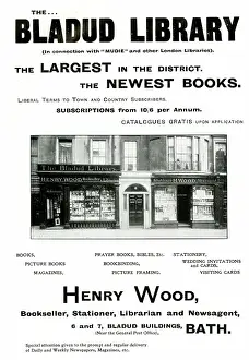Bookseller: Advert for The Bladud Library, Bath