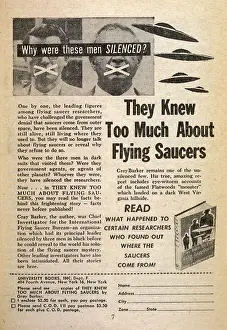 Silenced: Advertisement for a book about flying saucers