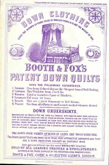 1869: Advertisement, Booth & Fox's Patent Down Quilts