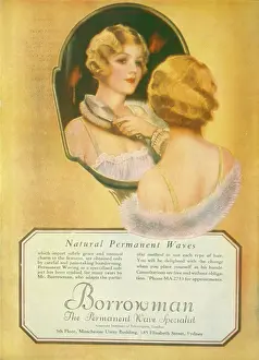 Curls: Advertisement for Borrowman natural permanent waves