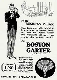 Garters: Advert for The Boston men's sock garter 1930